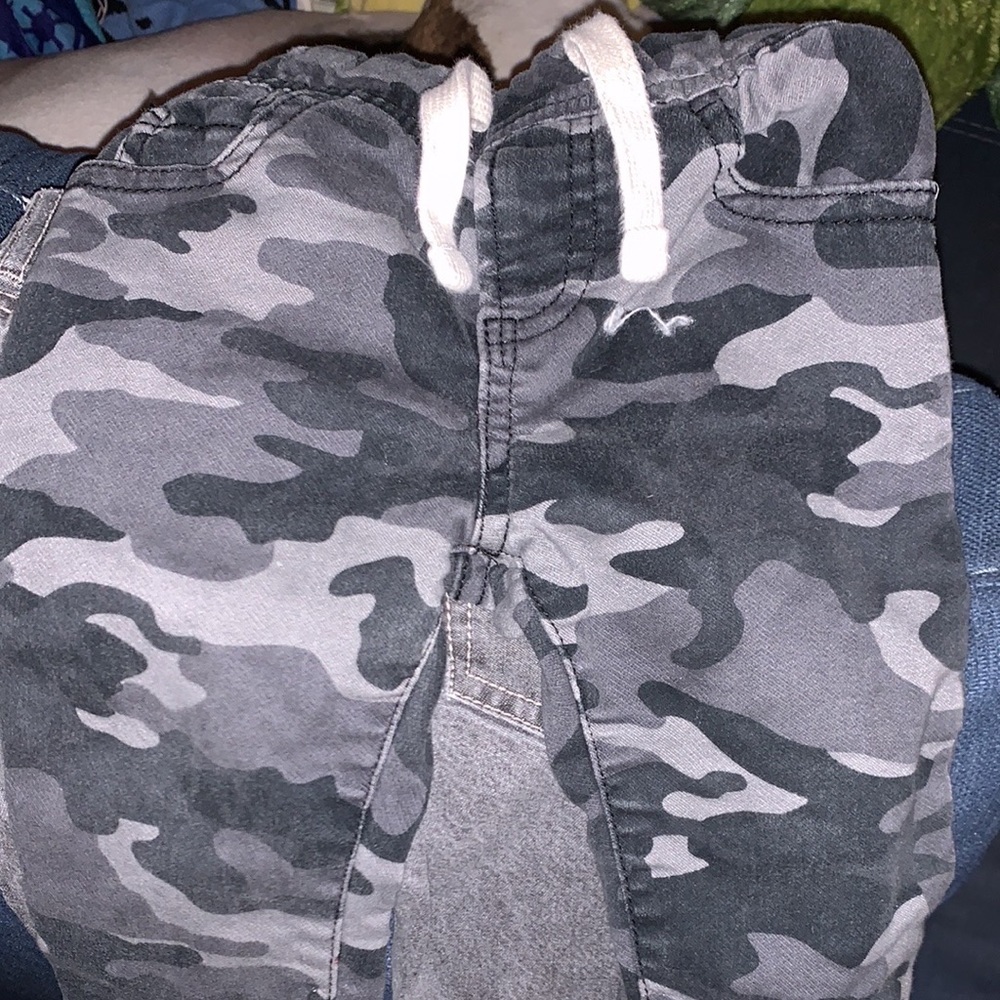 Blue color worked camo pants